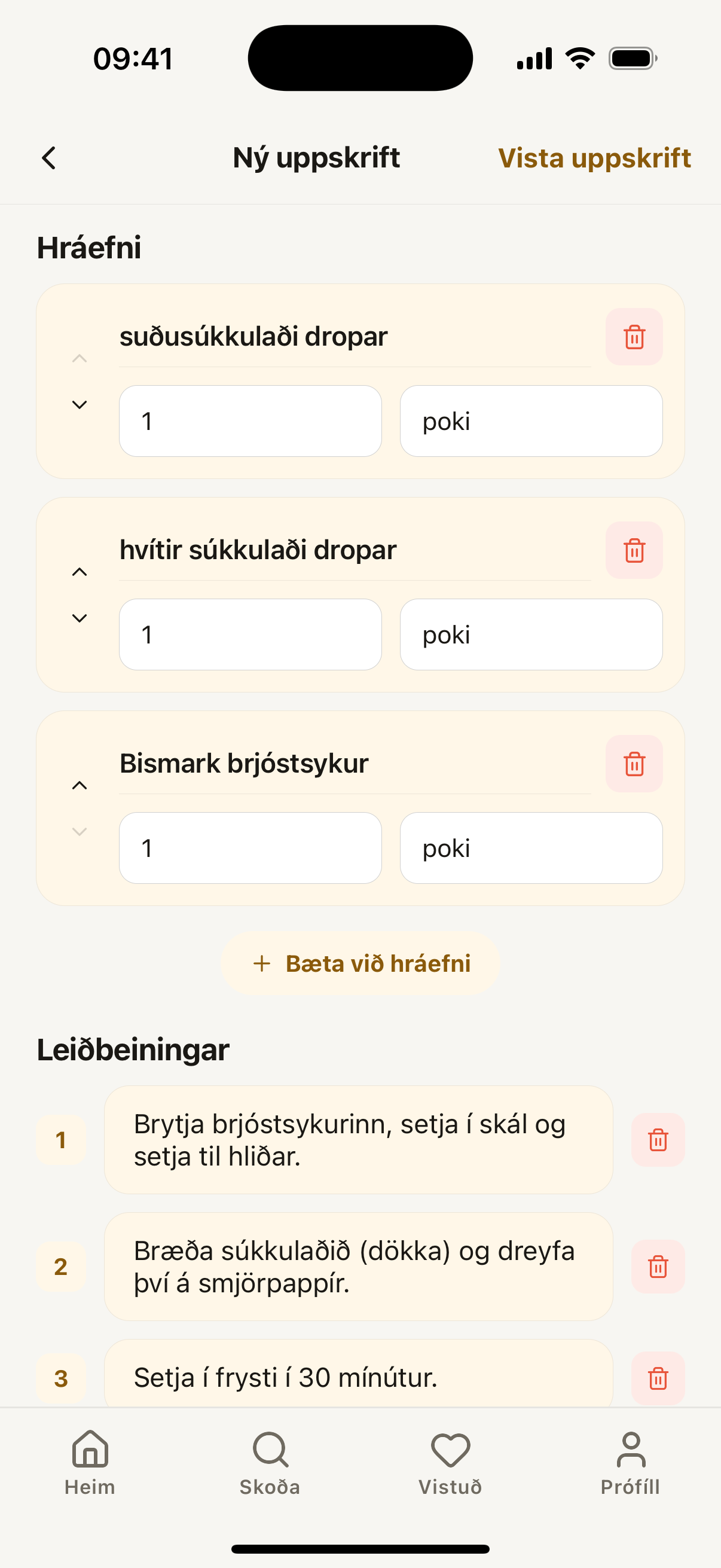 Bæta við uppskrift